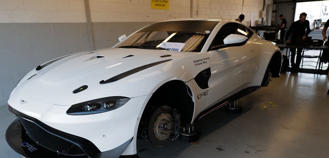 Aston Martin GT4 race car in paddock