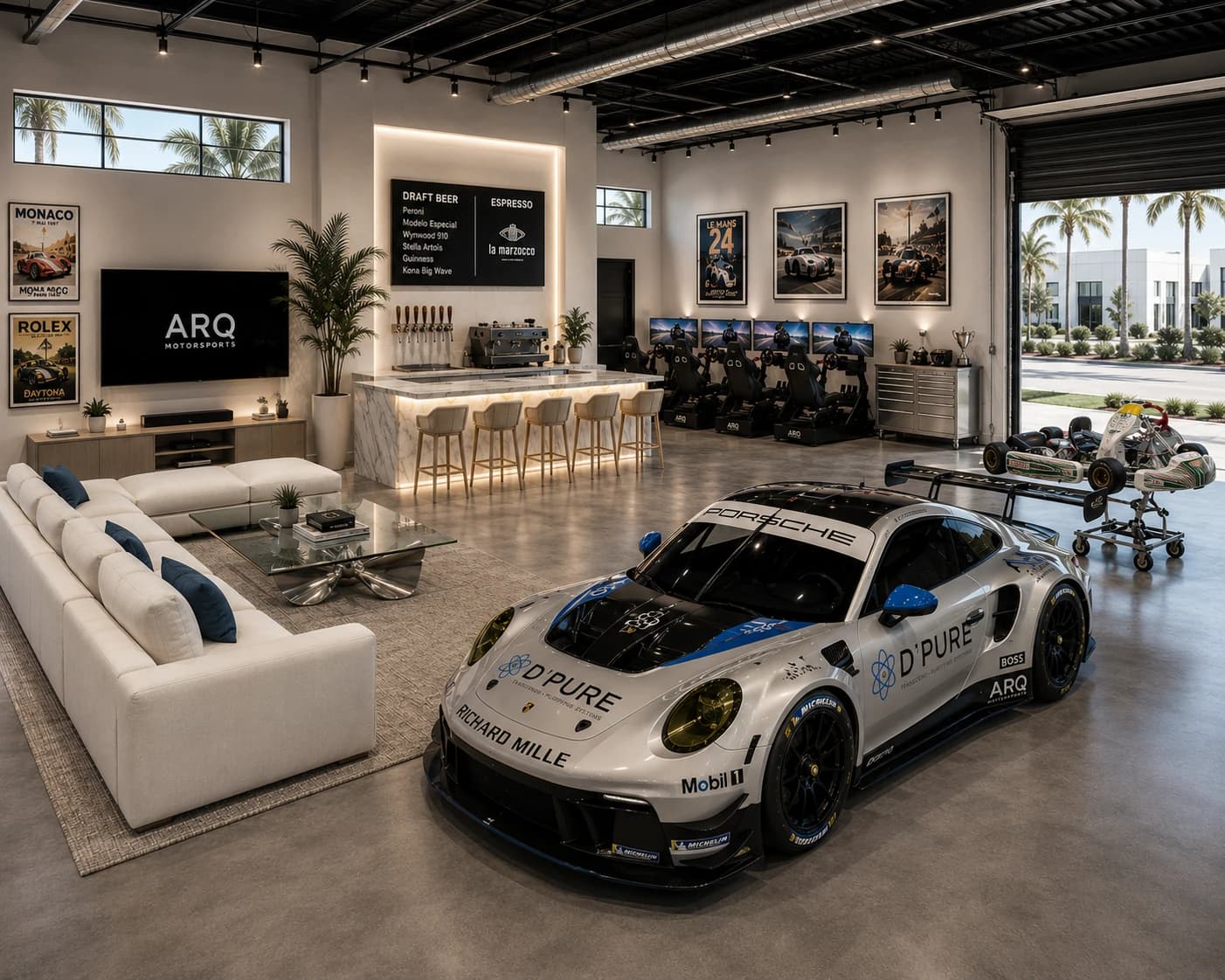 ARQ Club — the lounge, the bar, the simulators, the car